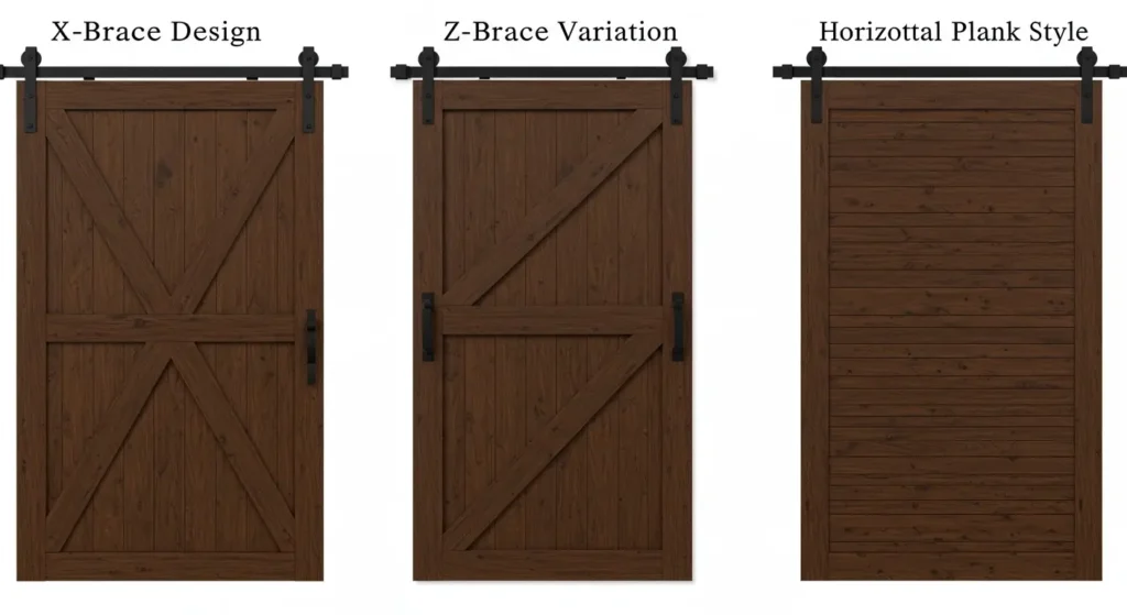 barn doors styles X Brace Design,Z Brace Variation,Horizontal Plank Style