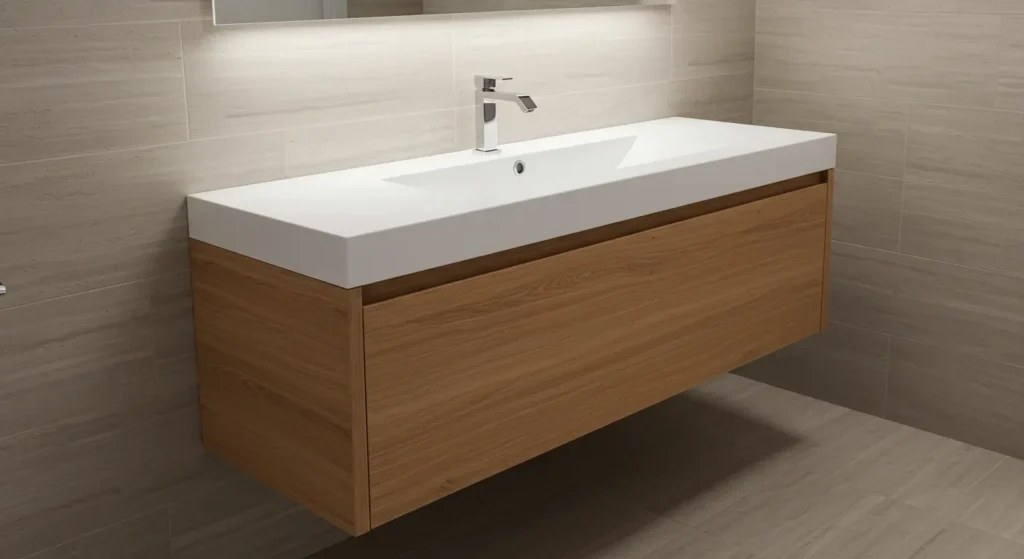 a clean Wall-Hung Modern Bathroom Vanity design.